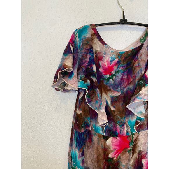 Soft Surroundings Italian Dreams Colorful Maxi Dress V-Neck EUC Sz S Boho Summer - Picture 5 of 13